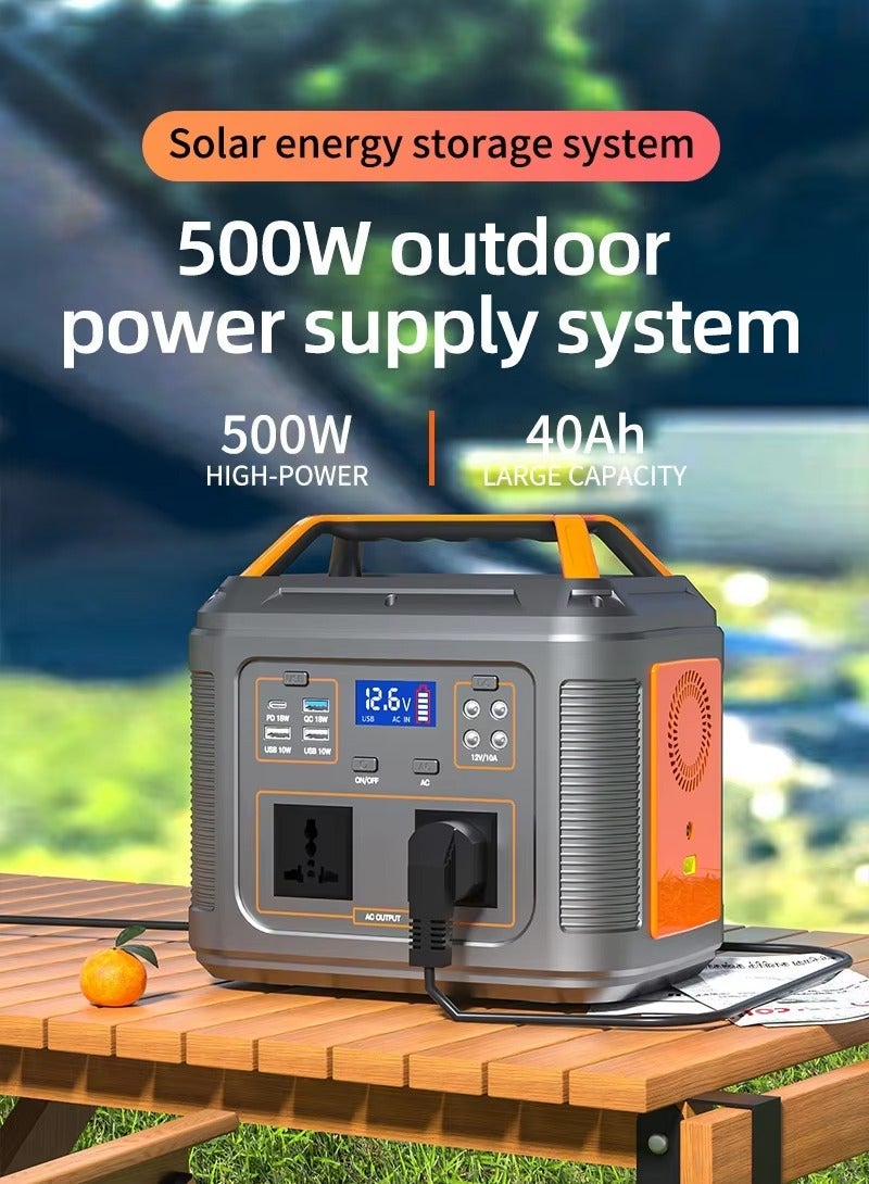 بلو فاير محطة طاقة شمسية محمولة 500 واط لمزود الطاقة المنزلي والشحن | بطارية LiFePO4 عالية السعة 40Ah | عاكس موجة جيبية نقية 220 فولت + 4 منافذ تيار مستمر + 4 منافذ USB | لتخييم، الطوارئ، والمغامرات الخارجية (237mm x 165mm x 221mm سم) - شحن 10 أجهزة في وقت واحد بنظام إدارة بطارية ذكي BMS - Image 1